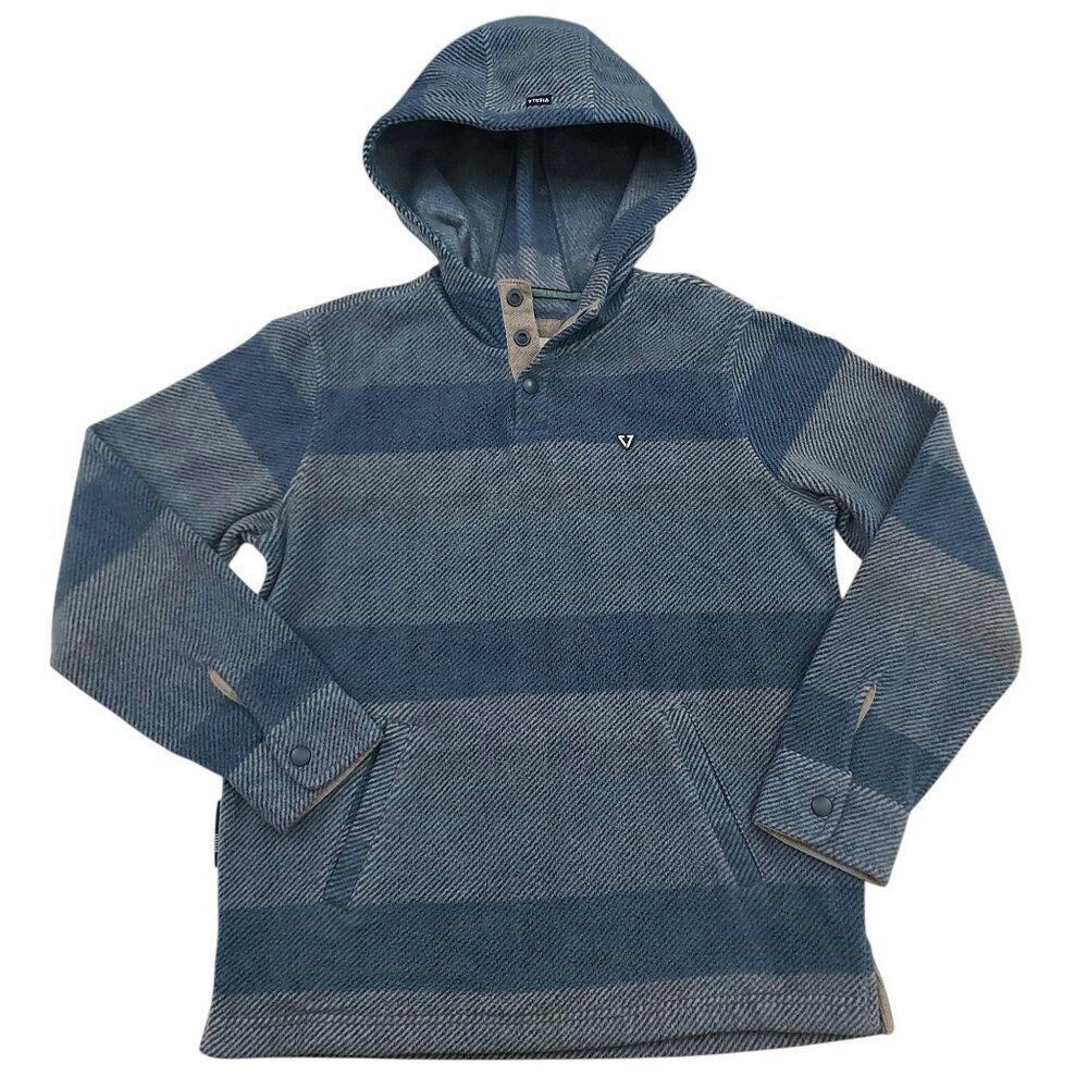 Vissla Hoodie Boys Large 12 Blue Fleece Striped Cozy Comfy Warm Travel Outdoor